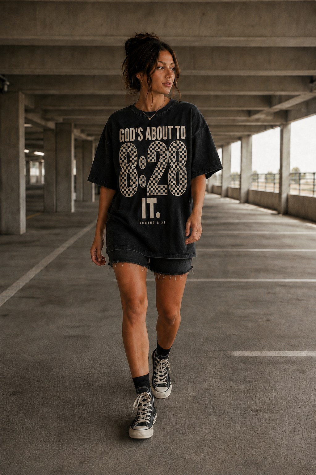 GOD'S ABOUT TO 8:28 IT Oversized Vintage Tee