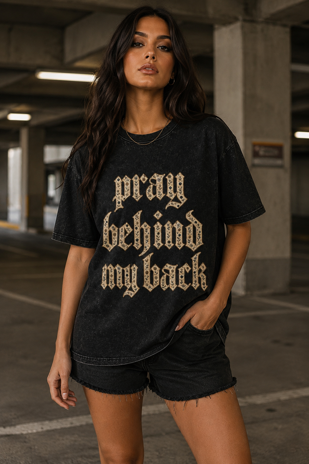 PRAY BEHIND MY BACK Oversized Tee
